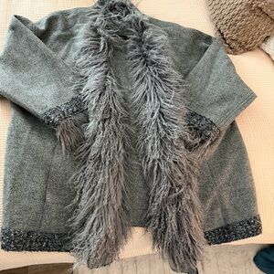 Revillon cashmere fur trimmed  Luxury swing jacket coat